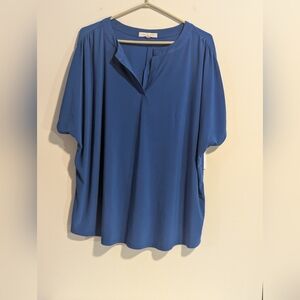 Joie De Vivre Elegant Royal Blue Women's Top sz 2X. Back Seam. Polyester Spandex